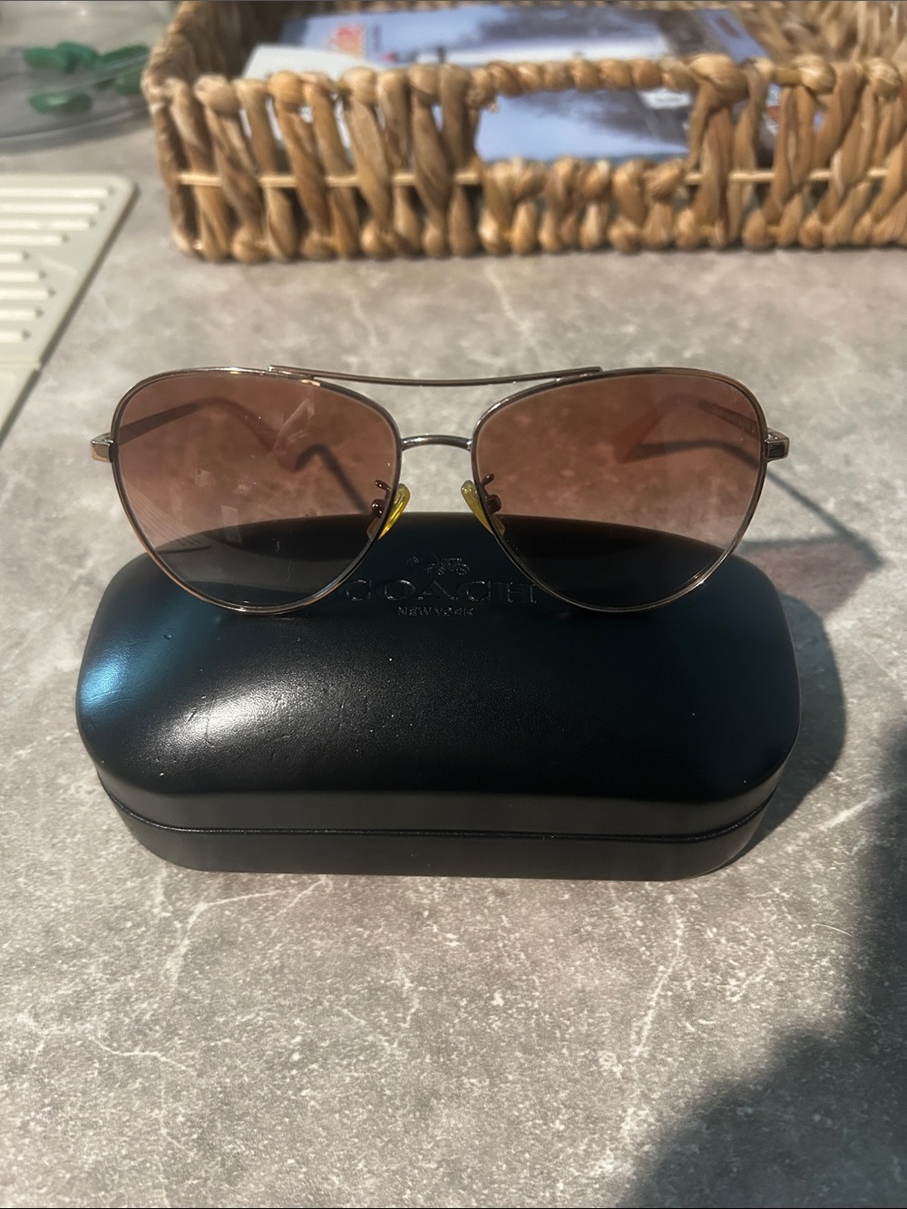 Coach Aviator Sunglasses with Rose Gold Gradient Lenses